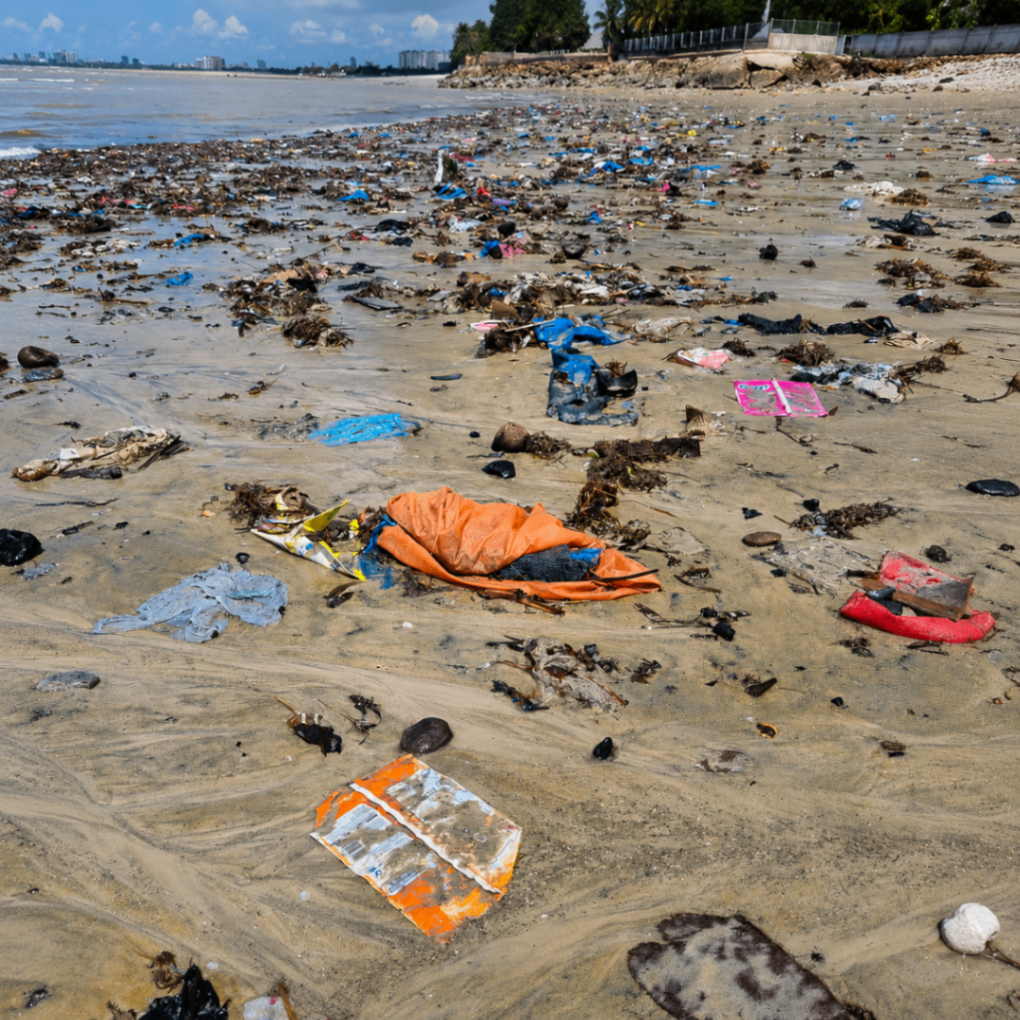 Plastic on the shoreline